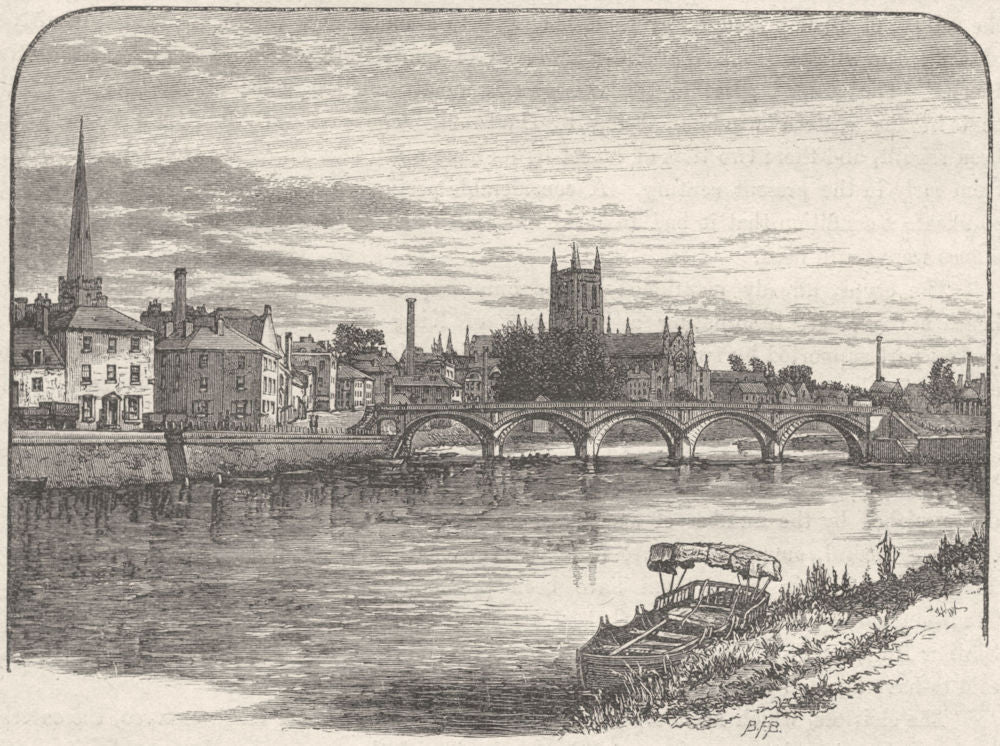 WORCS. Worcester, rail bridge 1898 old antique vintage print picture